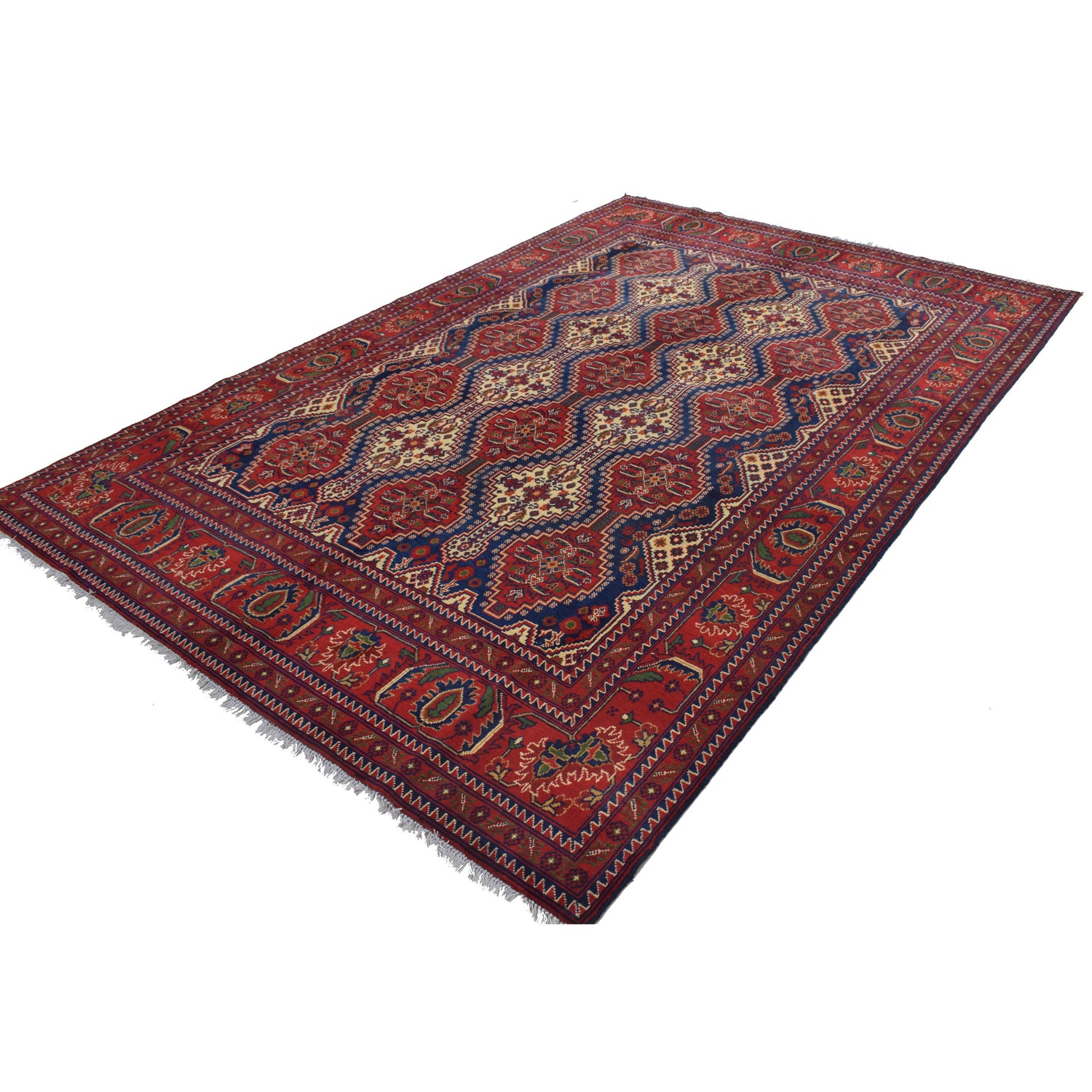 Oriental Area Rug Handmade Multi Geometric 7x10 ft