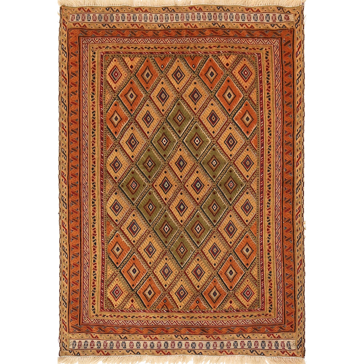 Nakhunak Kilim Area Rug Handmade Multi Geometric 2x4 ft