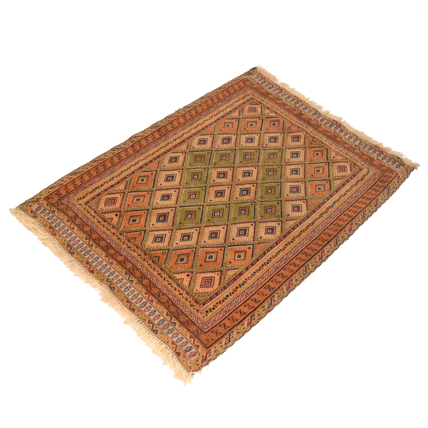 Nakhunak Kilim Area Rug Handmade Multi Geometric 2x4 ft