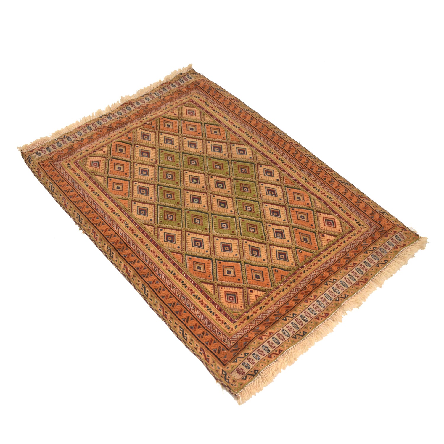 Nakhunak Kilim Area Rug Handmade Multi Geometric 2x4 ft