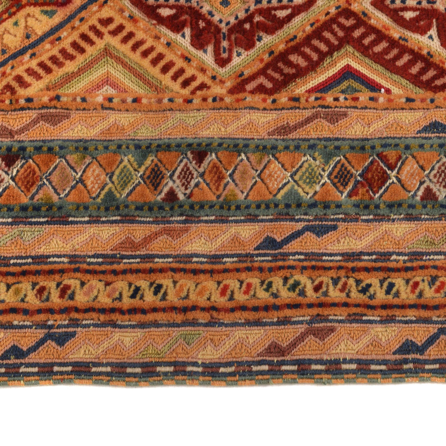 Nakhunak Kilim Area Rug Handmade Orange Geometric 3x5 ft
