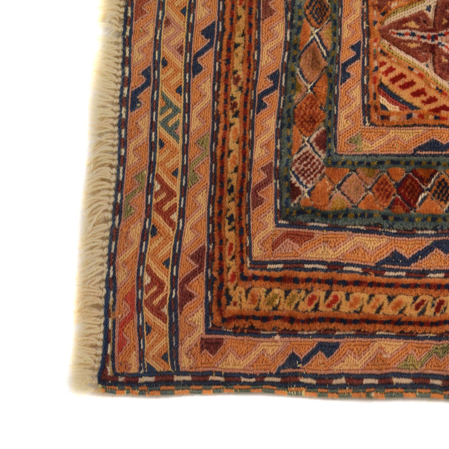 Nakhunak Kilim Area Rug Handmade Orange Geometric 3x5 ft