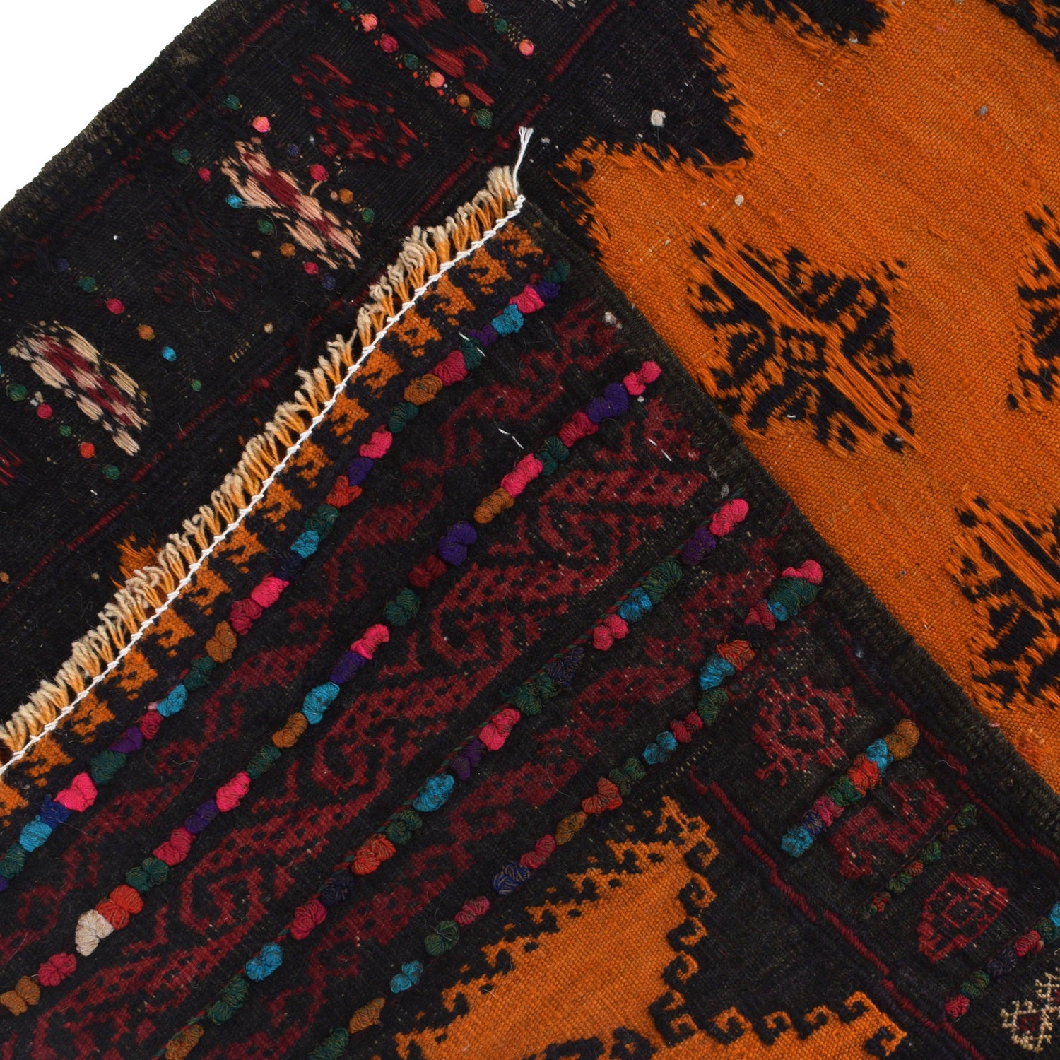 Table Sheet Area Rug Runner Handmade Orange Curvilinear 5'