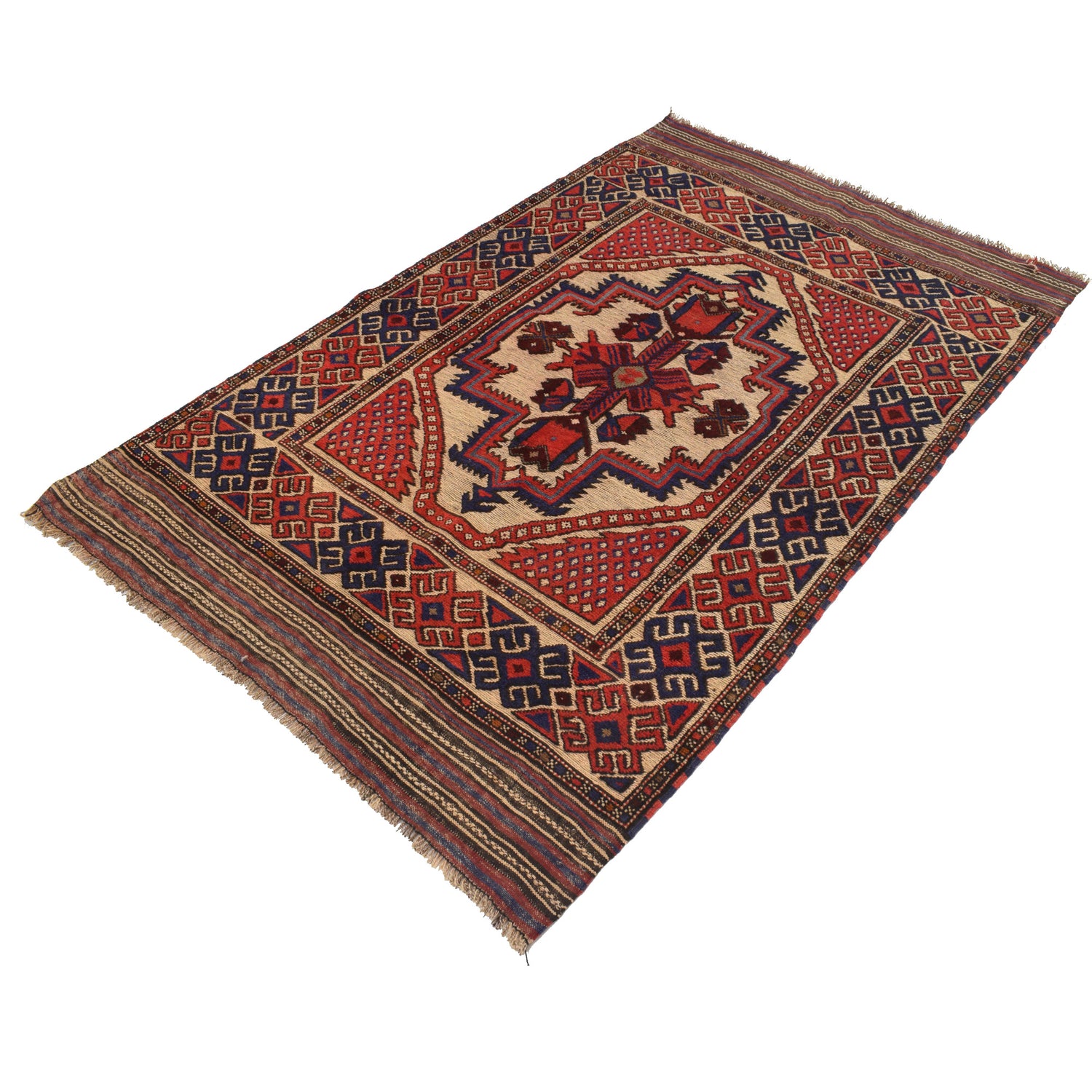 Barjasta Area Rug Handmade Beige Floral 4x6 ft