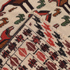 Soumak Kilim Area Rug Handmade White Pictorial 4x6 ft