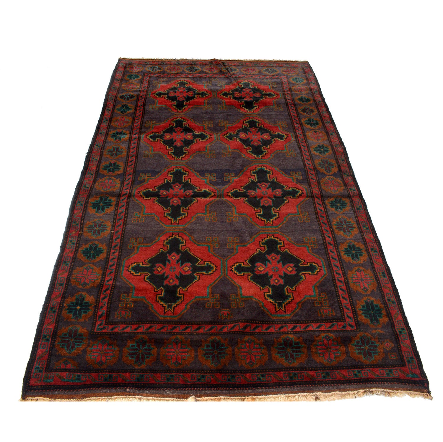 Baluchi Rug Handmade Multi Geometric 4x7 ft