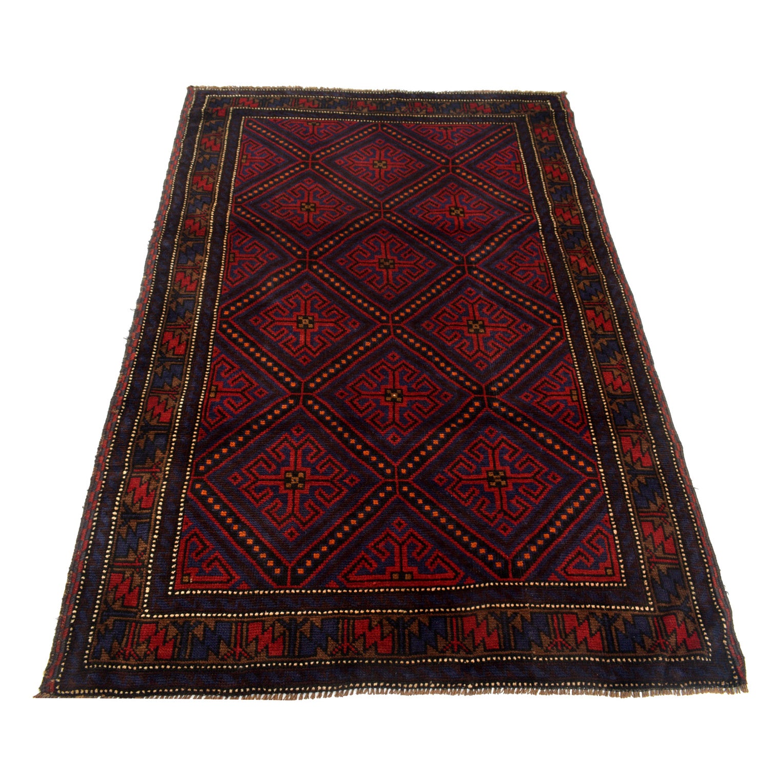 Baluchi Rug Handmade Multi Geometric 4x6 ft