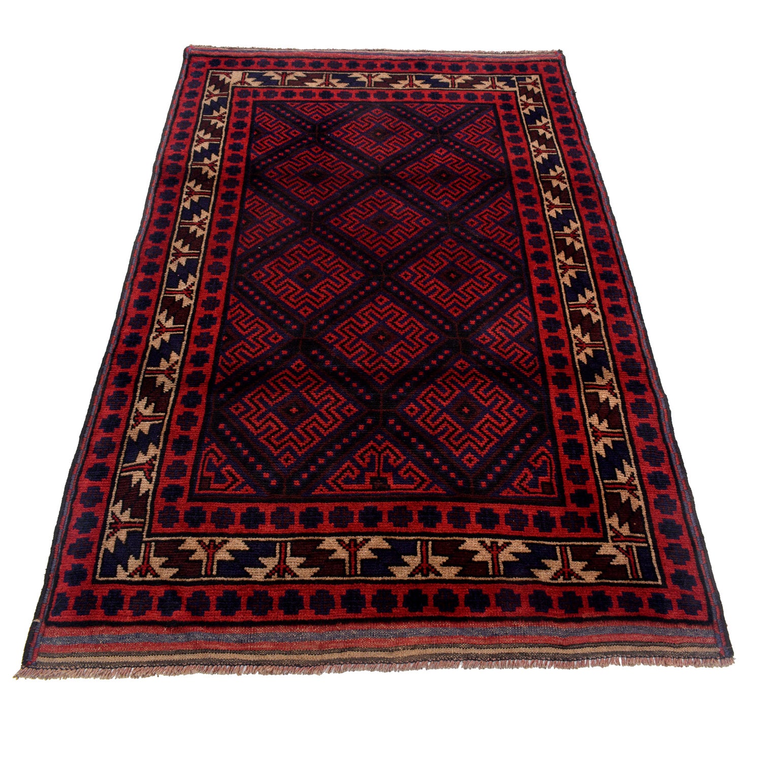 Baluchi Rug Handmade Multi Geometric 4x6 ft