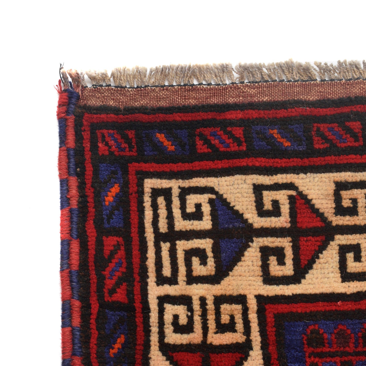 Baluchi Rug Handmade Blue Geometric 4x6 ft