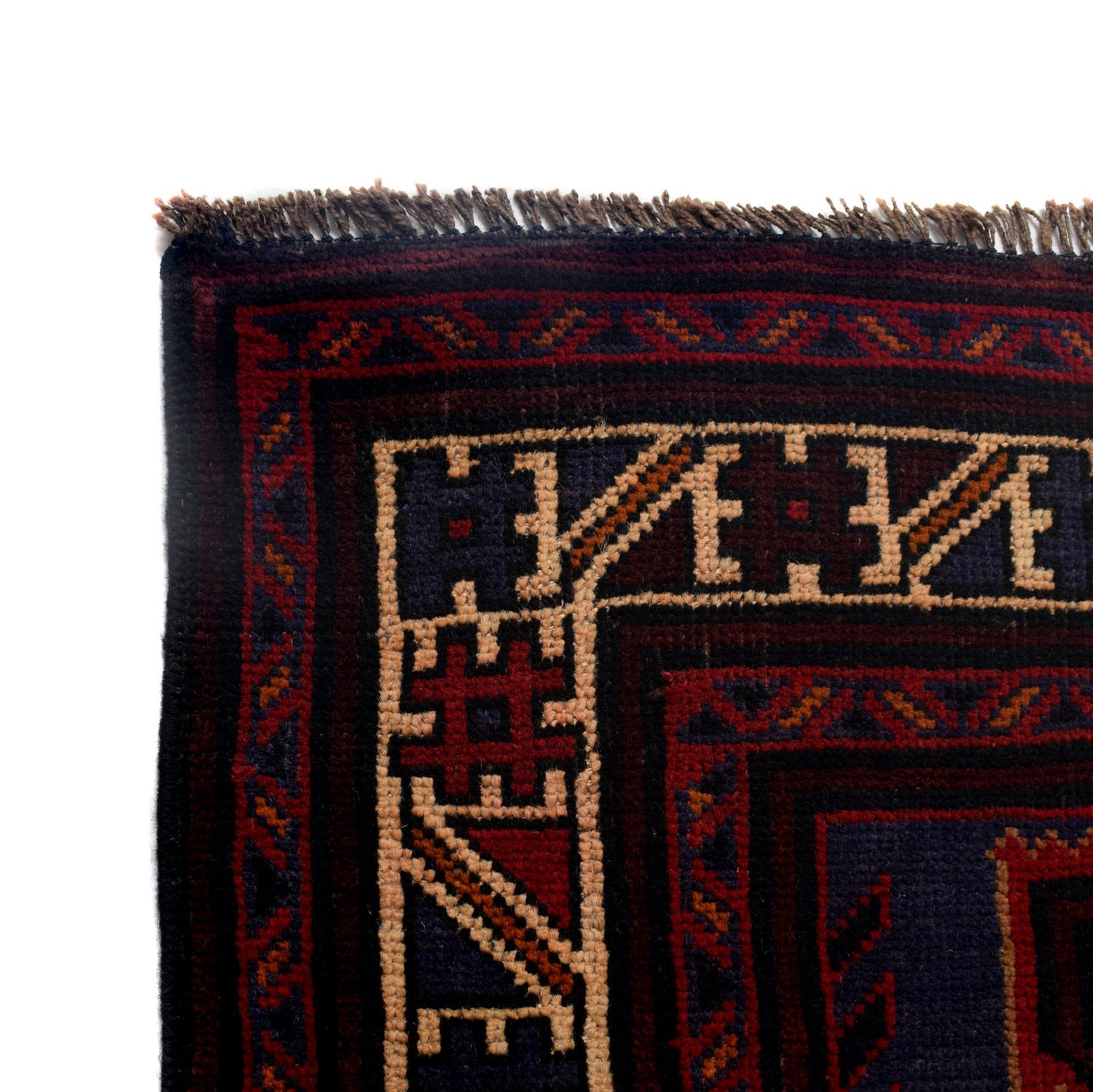 Baluchi Rug Handmade Navy Blue Geometric 4x7 ft
