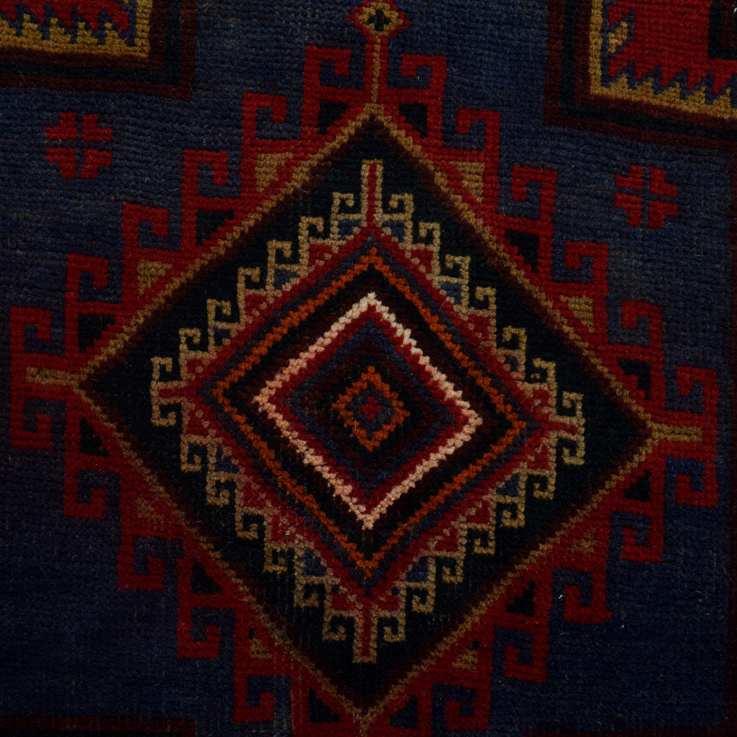 Baluchi Rug Handmade Navy Blue Geometric 4x7 ft