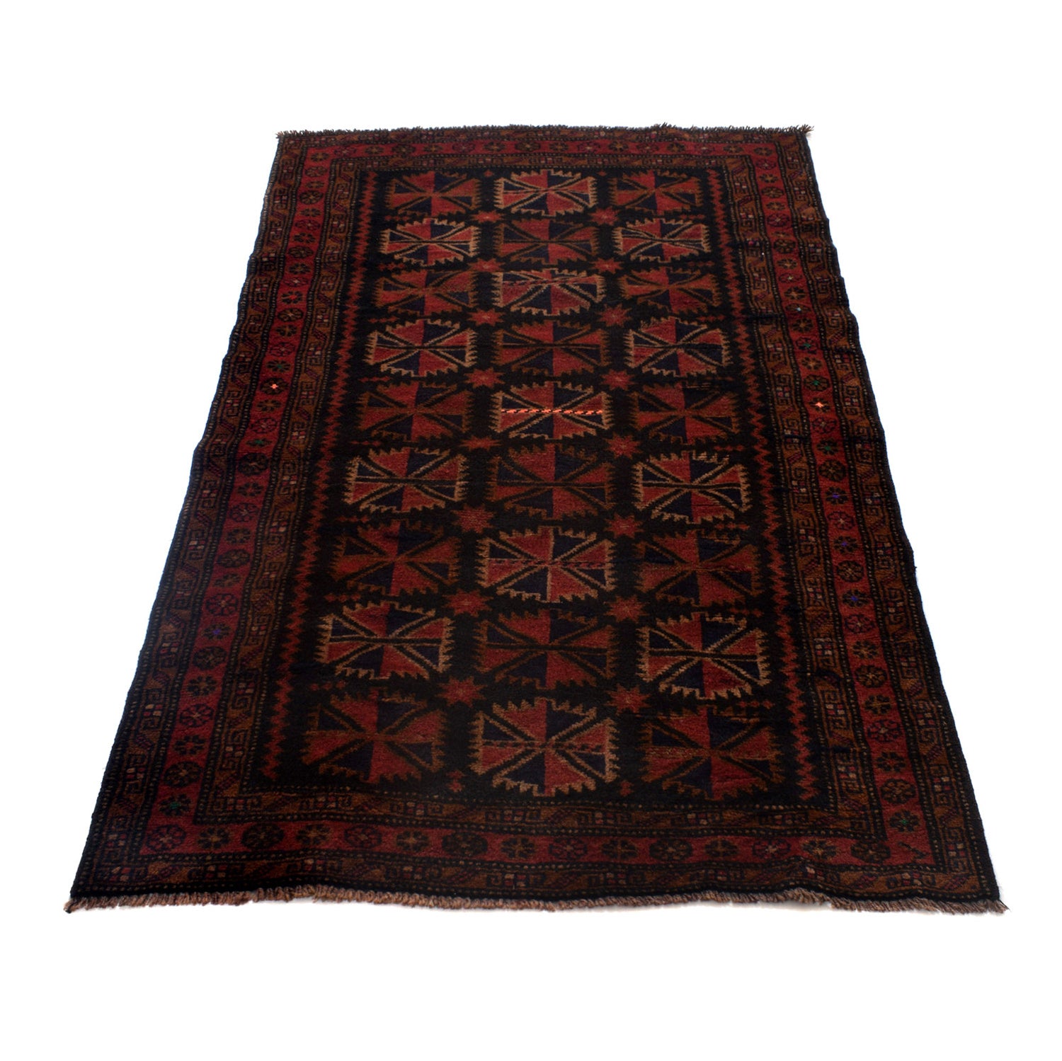 Baluchi Rug Handmade Multi Geometric 4x6 ft
