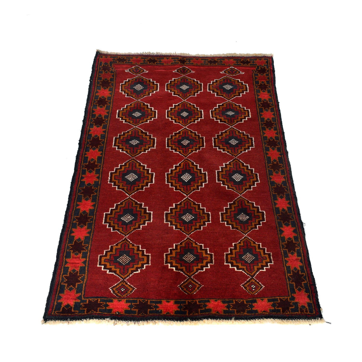 Baluchi Rug Handmade Red Geometric 3x5 ft