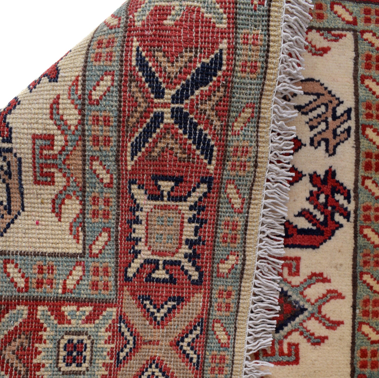 Kazak Rug Handmade Ivory Medallion 2x4 ft