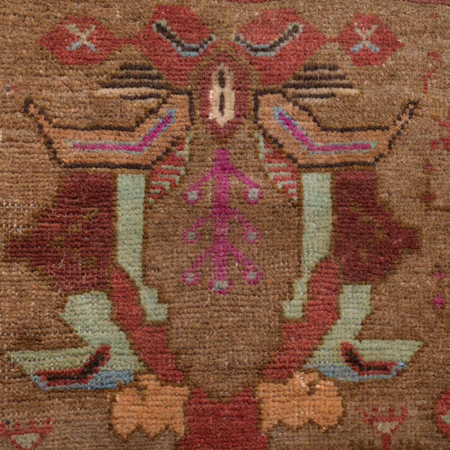 Overdyed Area Rug Handmade Brown Geometric 4x6 ft