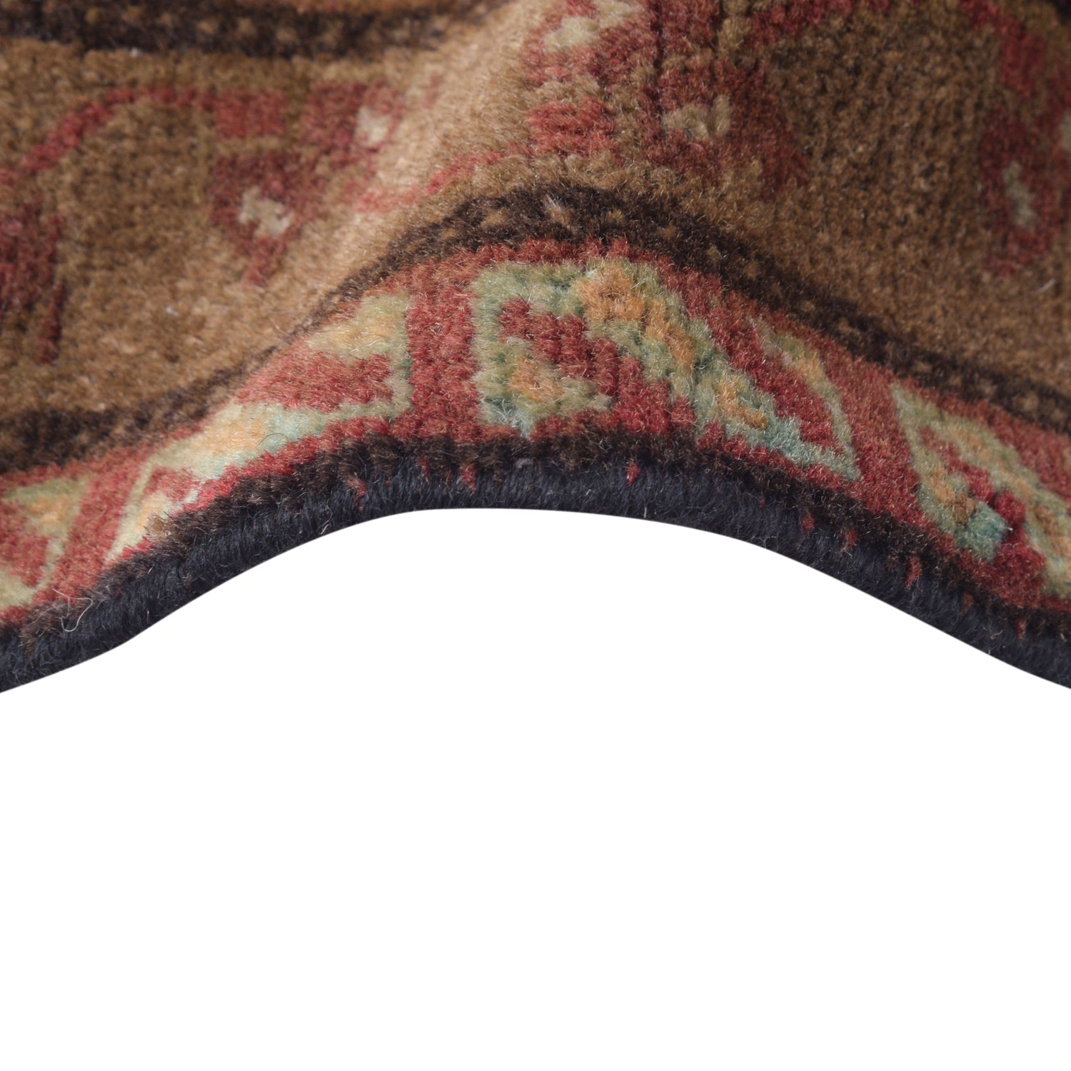 Overdyed Area Rug Handmade Brown Geometric 4x6 ft