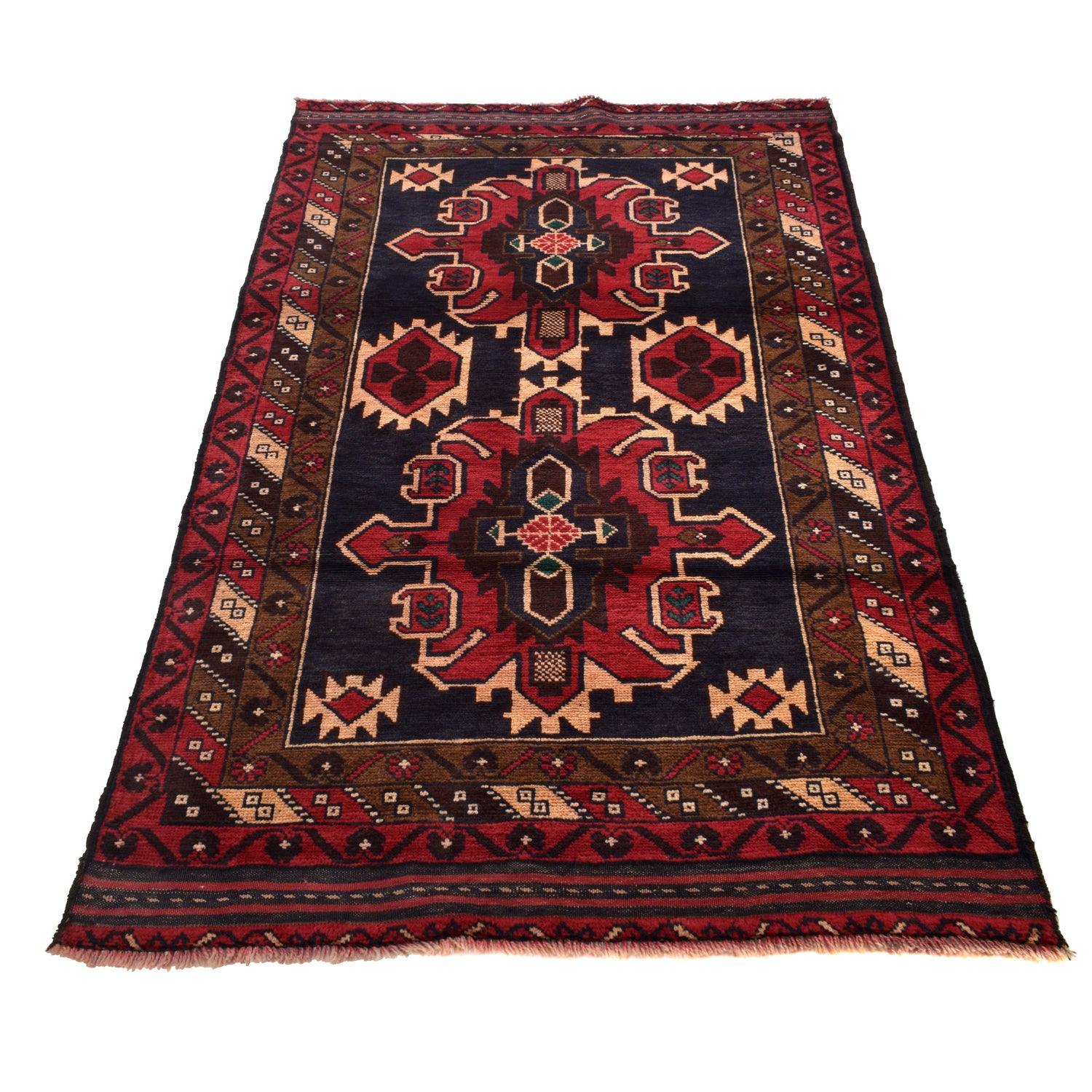 Baluchi Rug Handmade Multi Geometric 4x6 ft
