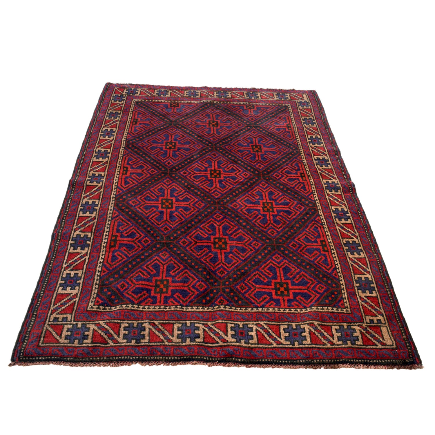 Baluchi Rug Handmade Multi Geometric 4x6 ft