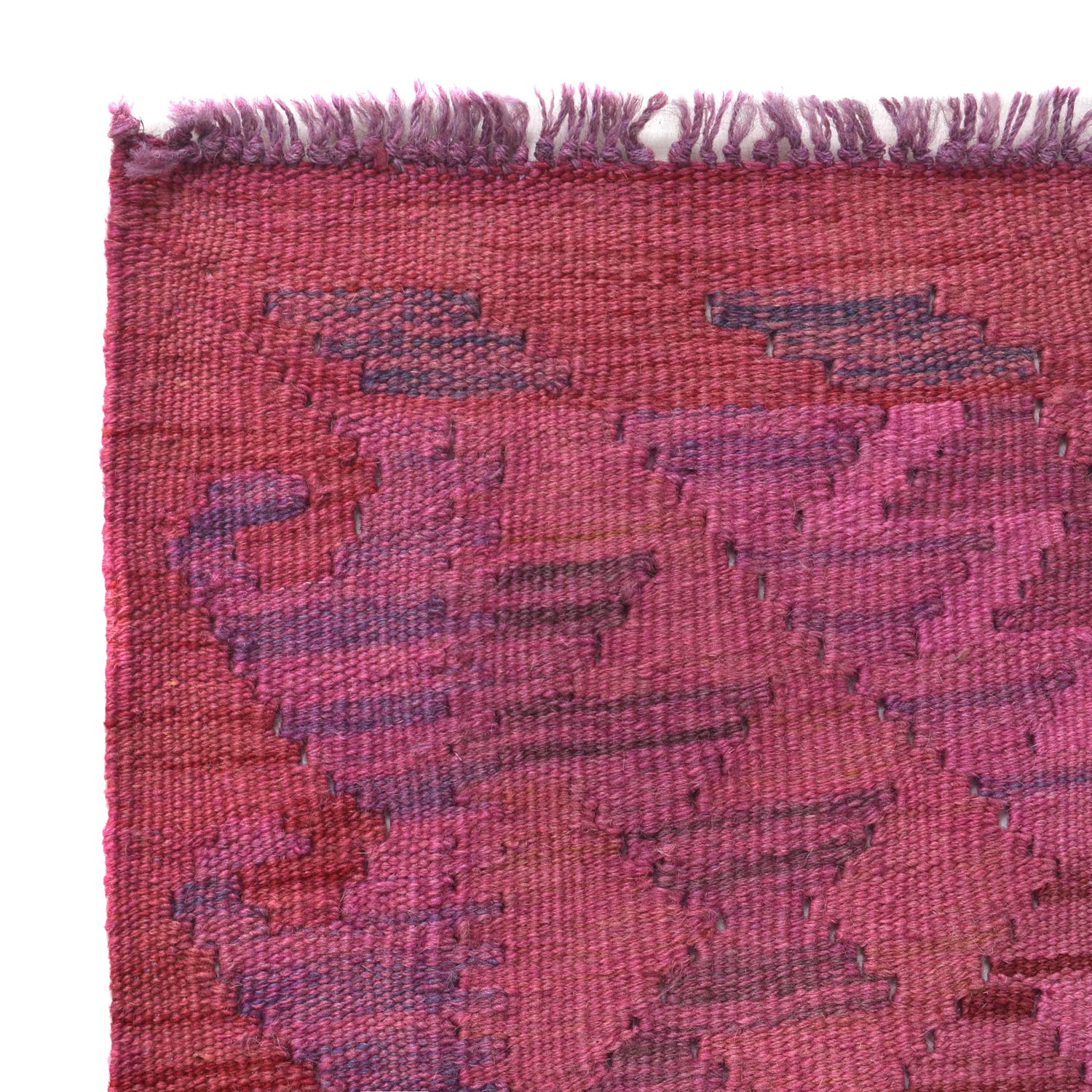 Overdyed Vegetable Kilim Runner Rug Handmade Pink Geometric