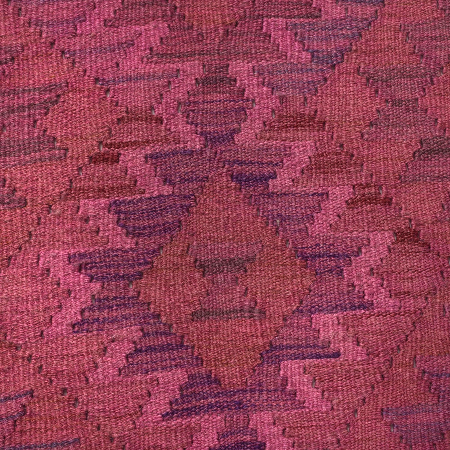 Overdyed Vegetable Kilim Runner Rug Handmade Pink Geometric