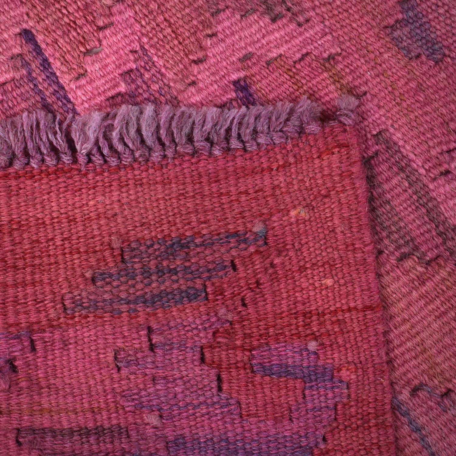 Overdyed Vegetable Kilim Runner Rug Handmade Pink Geometric