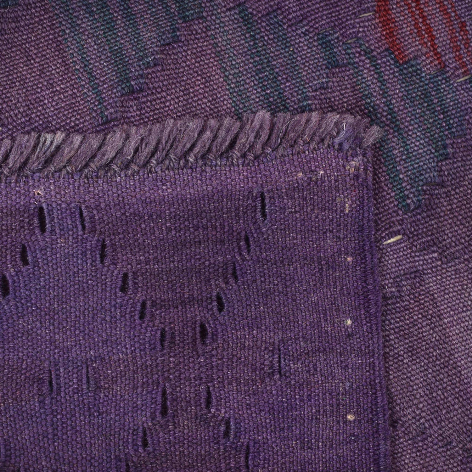 Overdyed Vegetable Kilim Area Rug Handmade Purple Geometric
