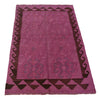 Overdyed Vegetable Kilim Area Rug Handmade Purple Geometric