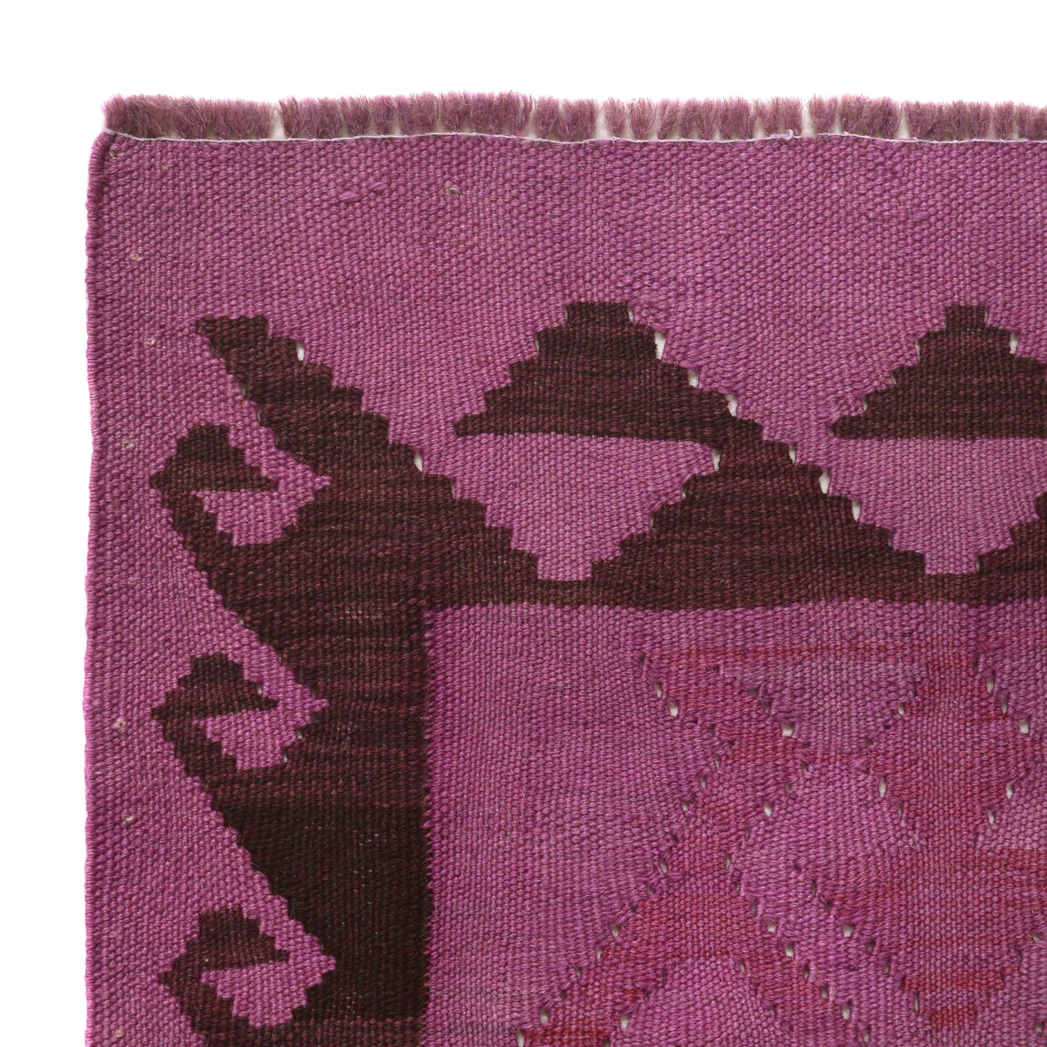 Overdyed Vegetable Kilim Area Rug Handmade Purple Geometric