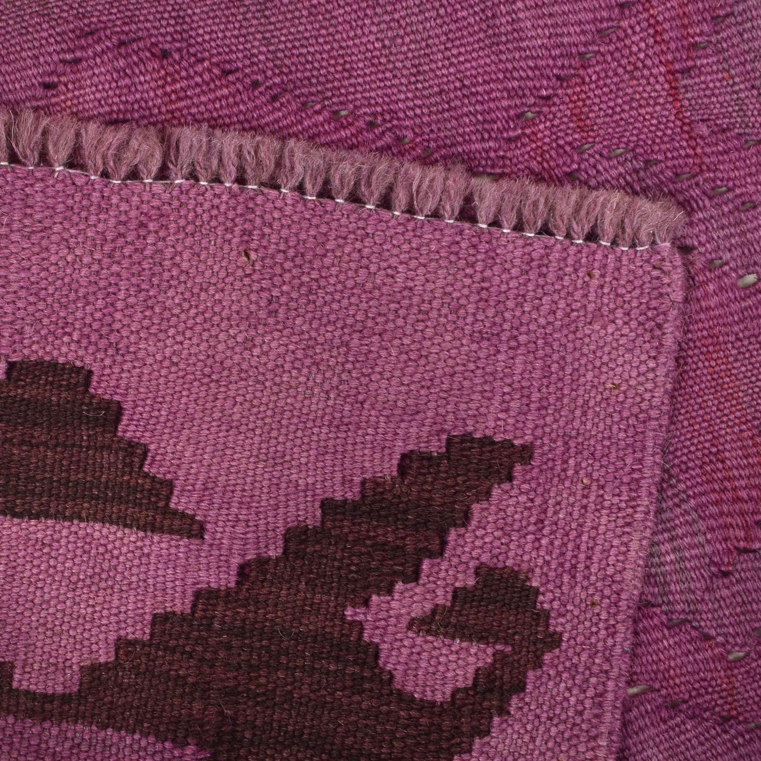 Overdyed Vegetable Kilim Area Rug Handmade Purple Geometric
