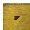 Overdyed Vegetable Kilim Area Rug Handmade Yellow Geometric
