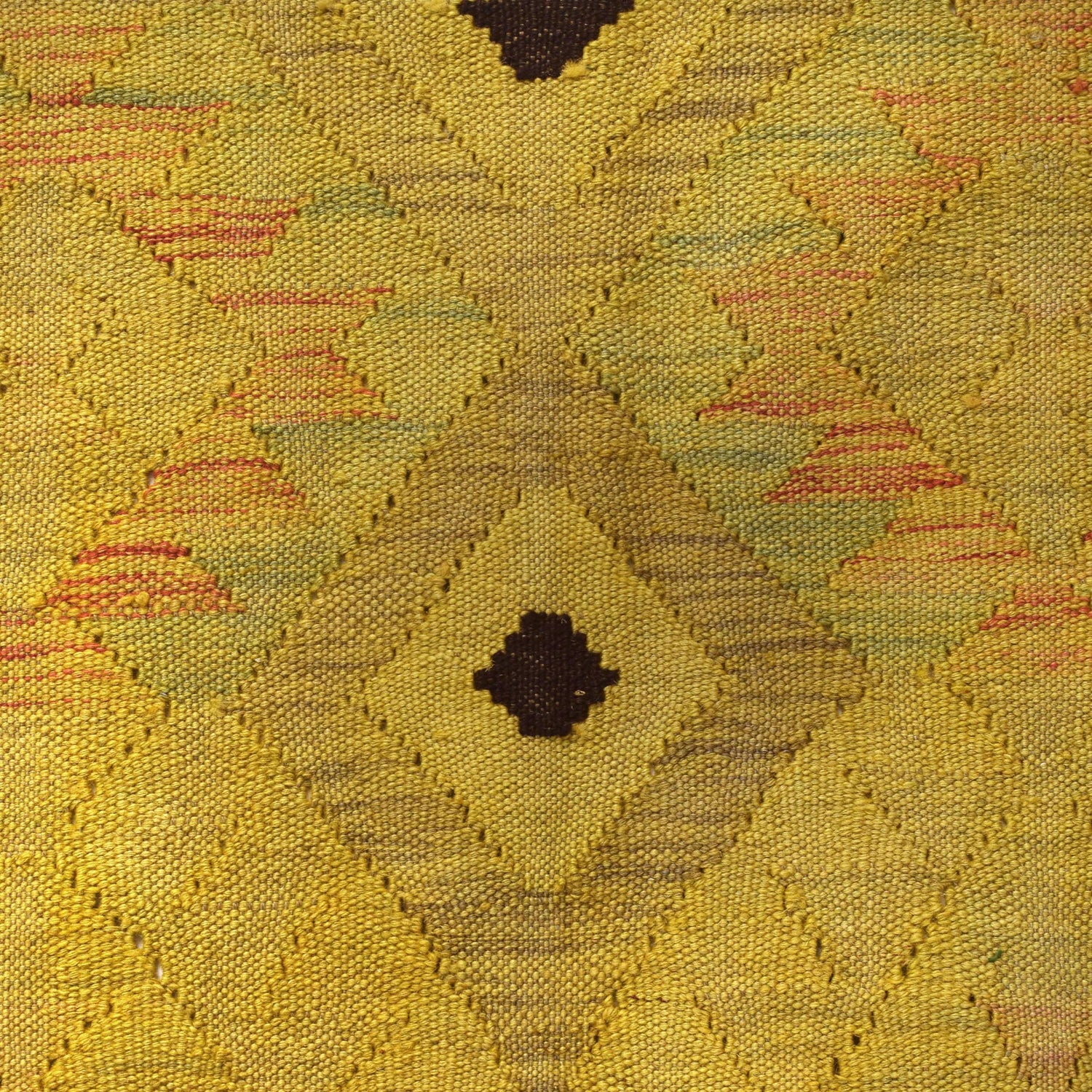 Overdyed Vegetable Kilim Area Rug Handmade Yellow Geometric