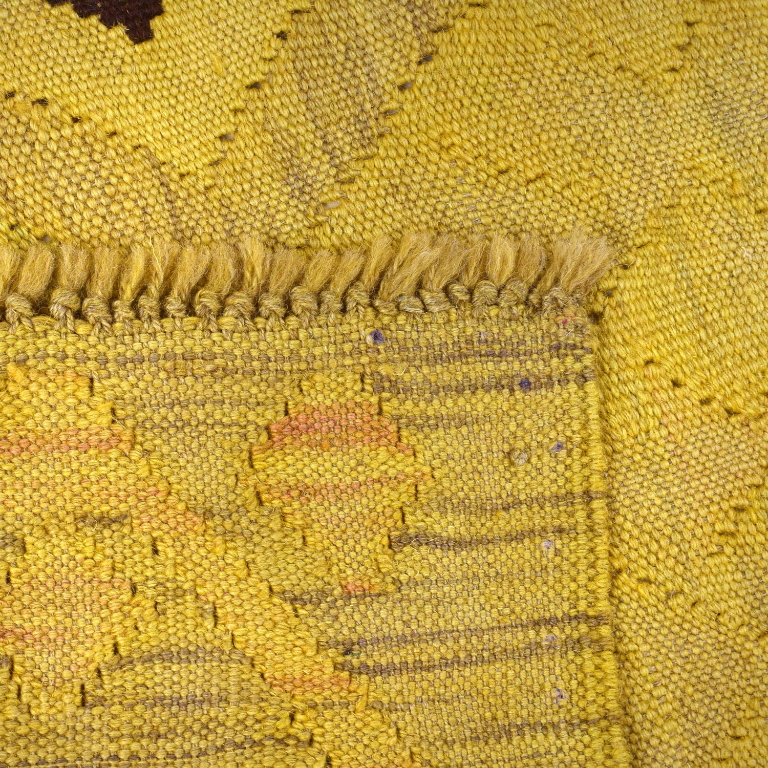 Overdyed Vegetable Kilim Area Rug Handmade Yellow Geometric