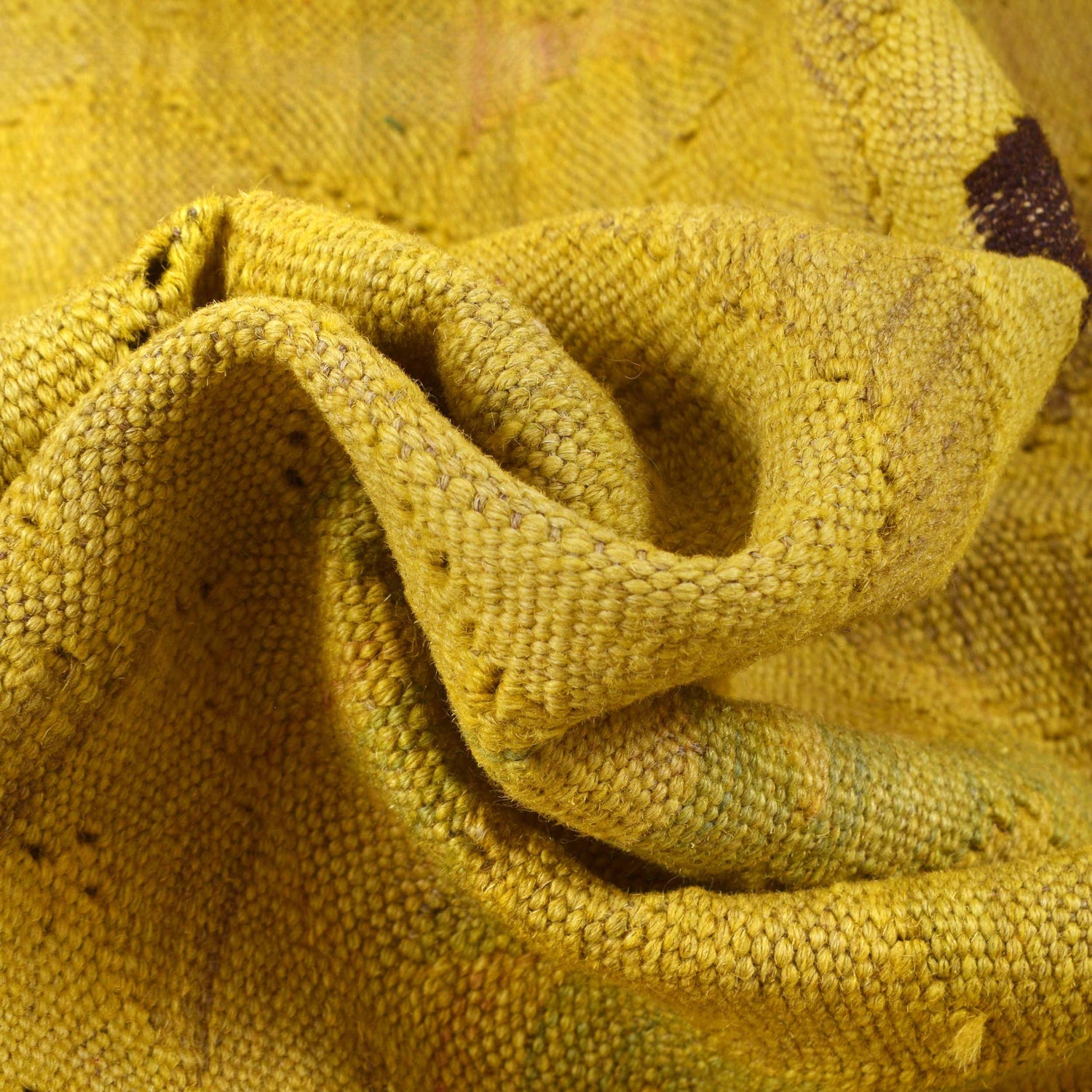 Overdyed Vegetable Kilim Area Rug Handmade Yellow Geometric