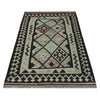 Overdyed Vegetable Kilim Area Rug Handmade Green Geometric