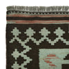Overdyed Vegetable Kilim Area Rug Handmade Green Geometric