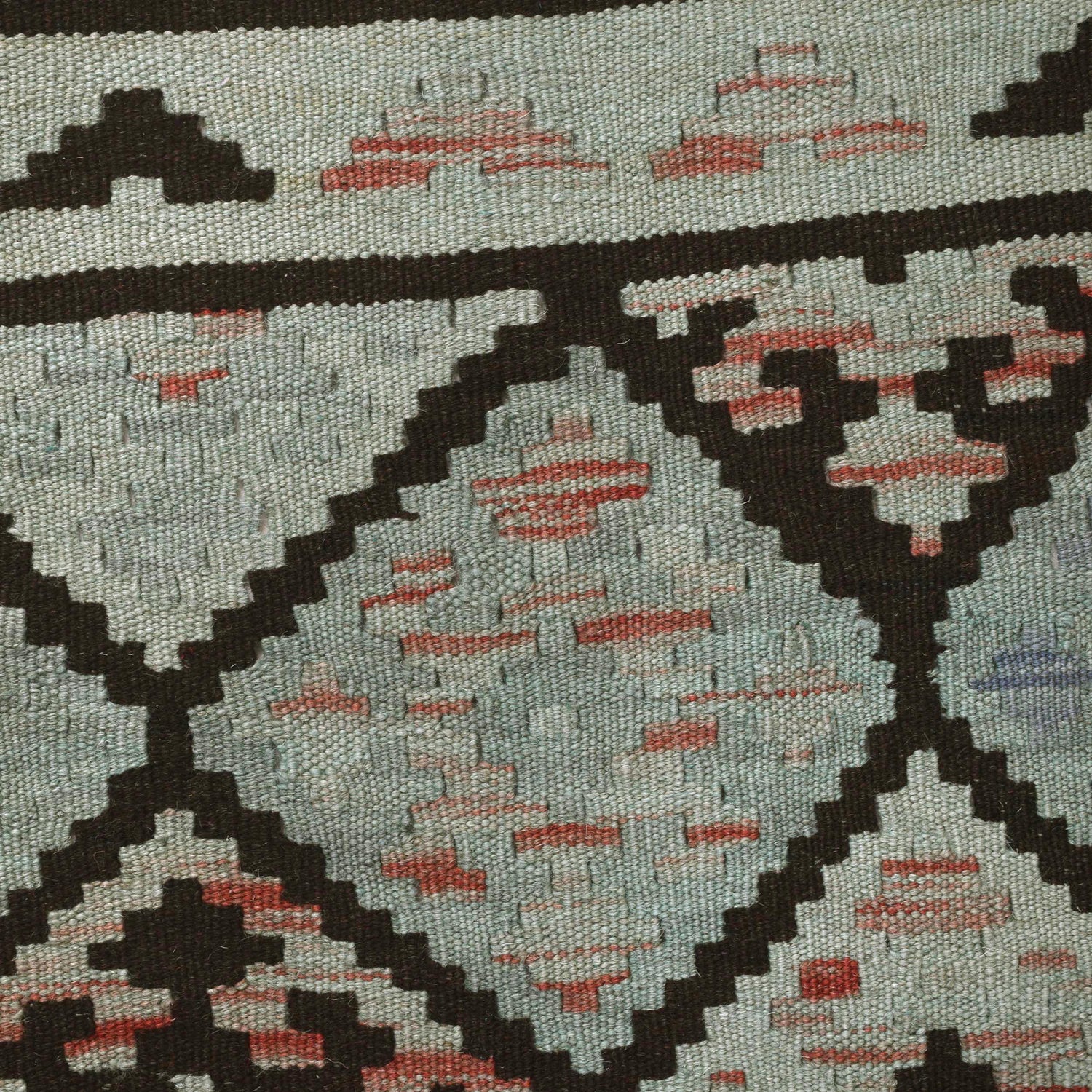 Overdyed Vegetable Kilim Area Rug Handmade Green Geometric