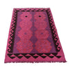 Overdyed Vegetable Kilim Area Rug Handmade Pink Geometric