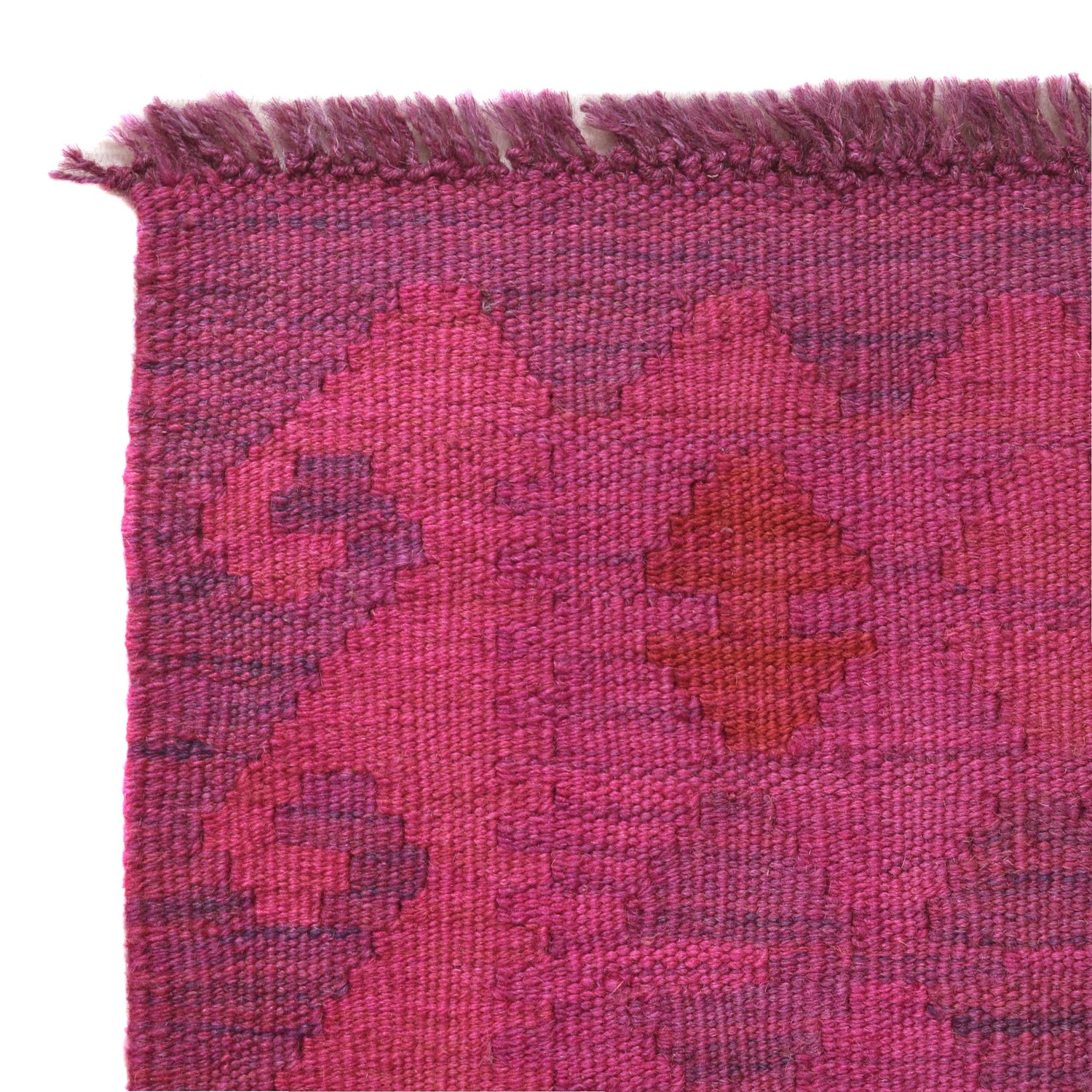 Overdyed Vegetable Kilim Area Rug Handmade Pink Geometric