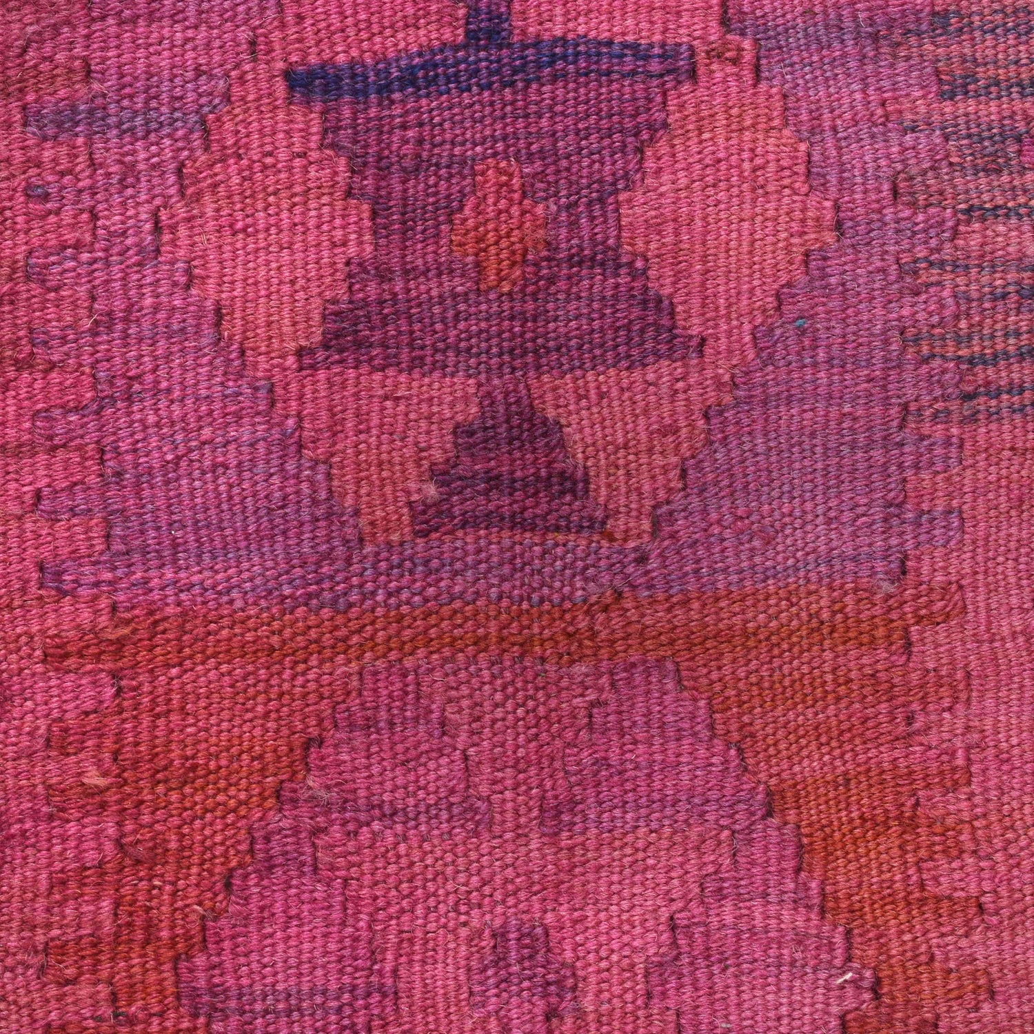 Overdyed Vegetable Kilim Area Rug Handmade Pink Geometric