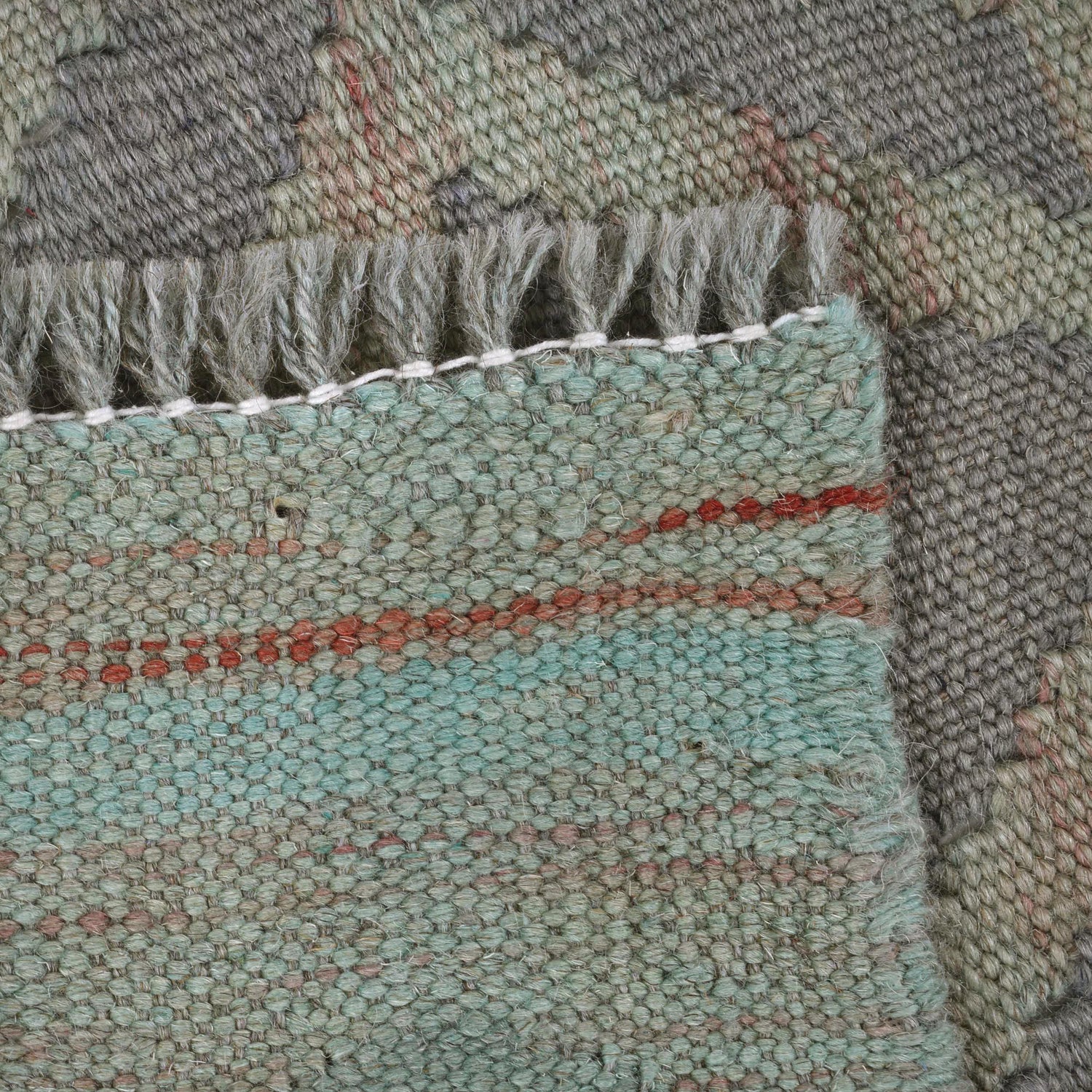 Overdyed Vegetable Kilim Area Rug Handmade Dusty Green