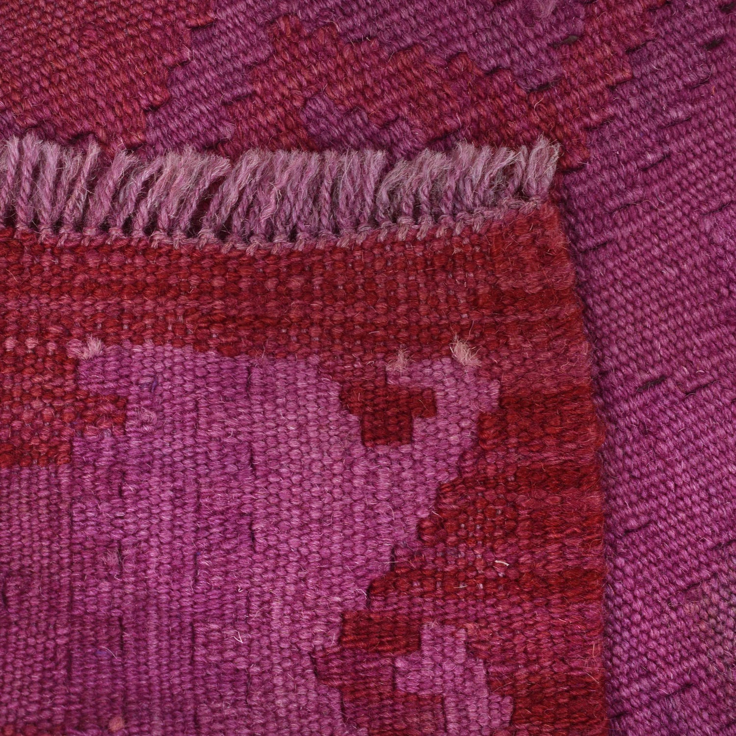 Overdyed Vegetable Kilim Area Rug Handmade Purple Geometric