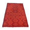 Overdyed Vegetable Kilim Area Rug Handmade Red Geometric