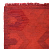 Overdyed Vegetable Kilim Area Rug Handmade Red Geometric