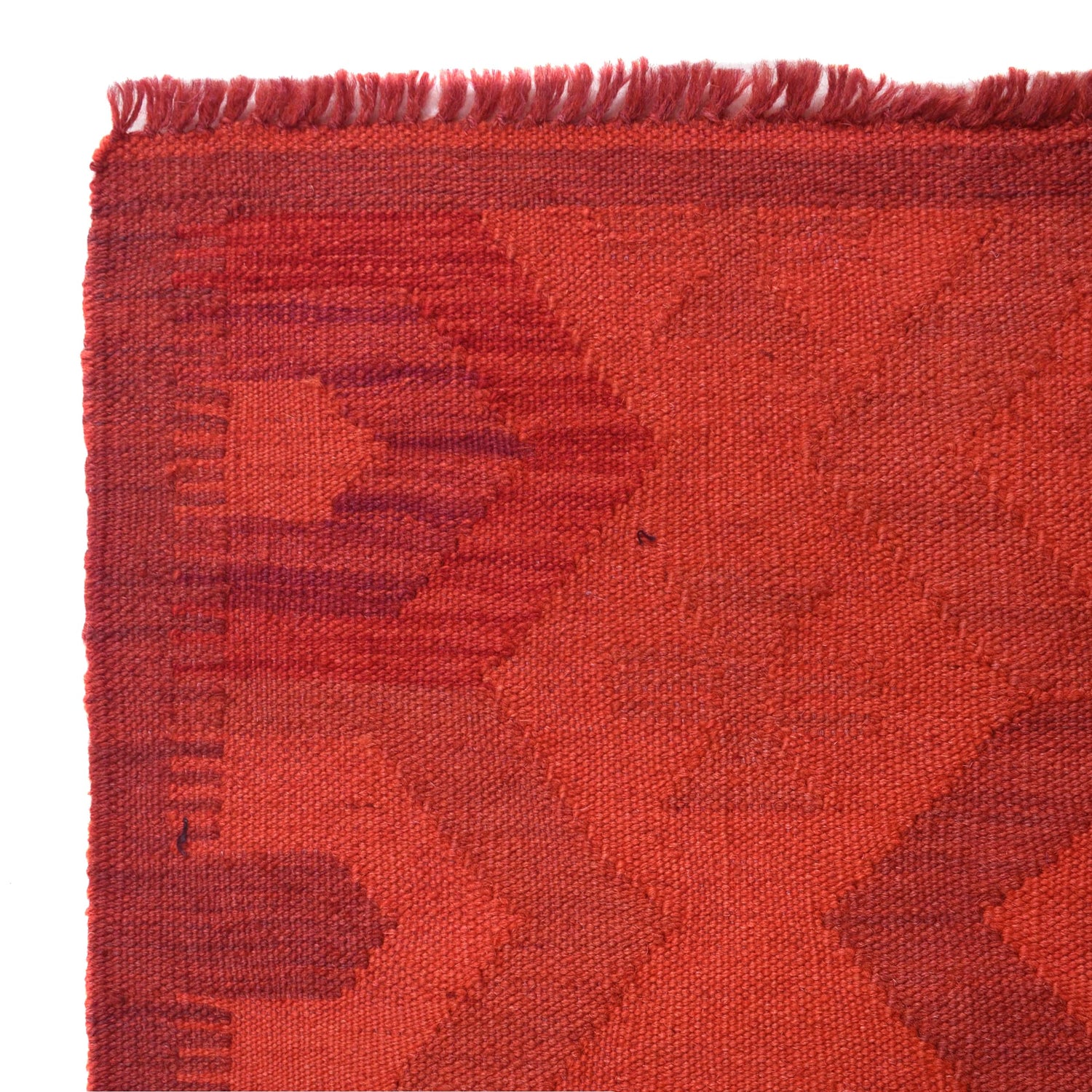 Overdyed Vegetable Kilim Area Rug Handmade Red Geometric
