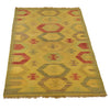 Overdyed Vegetable Kilim Area Rug Handmade Yellow Geometric
