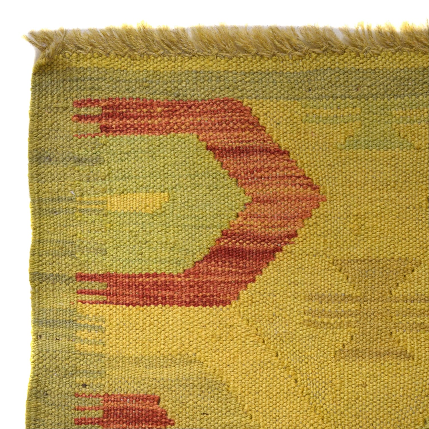 Overdyed Vegetable Kilim Area Rug Handmade Yellow Geometric