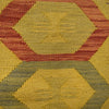 Overdyed Vegetable Kilim Area Rug Handmade Yellow Geometric