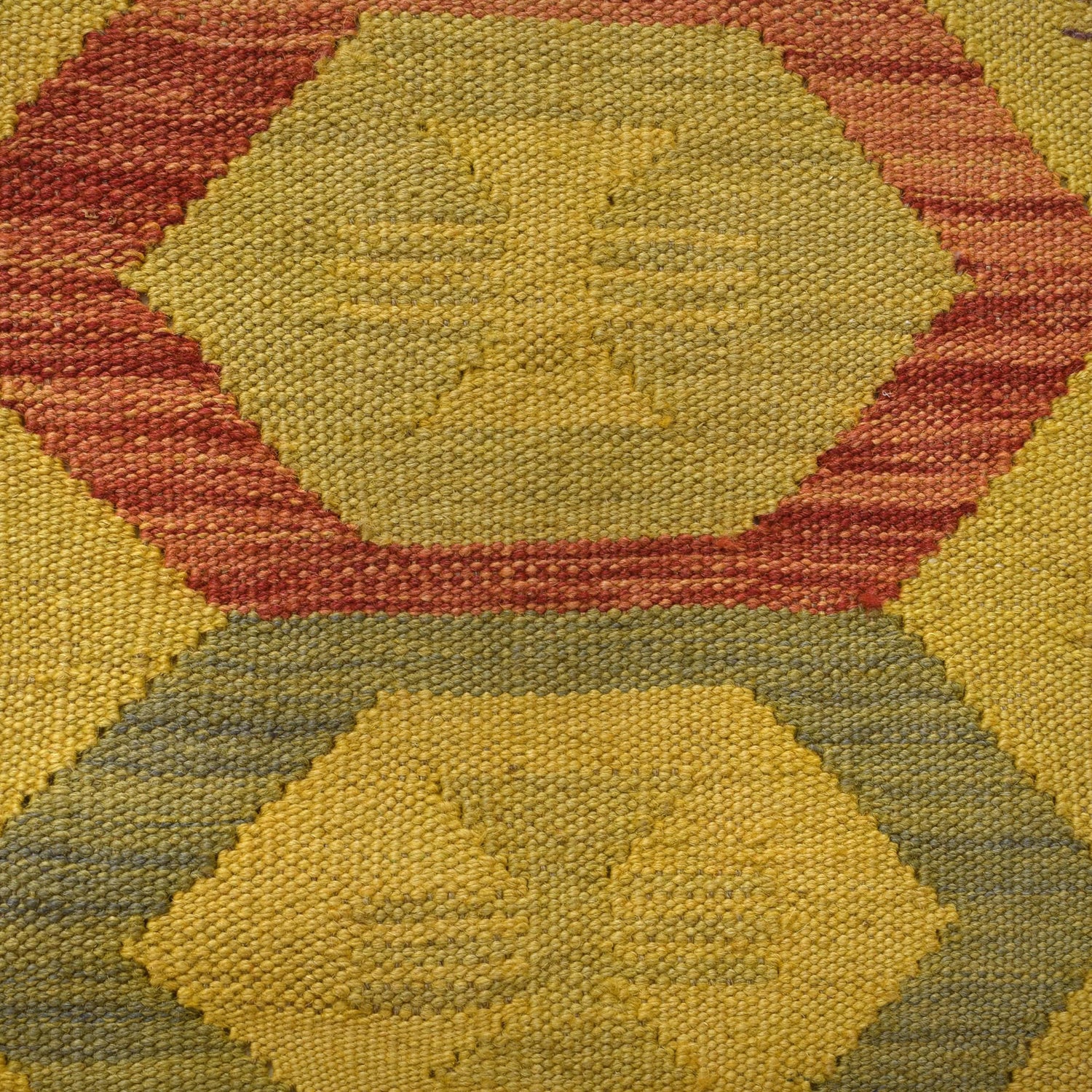 Overdyed Vegetable Kilim Area Rug Handmade Yellow Geometric