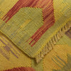 Overdyed Vegetable Kilim Area Rug Handmade Yellow Geometric