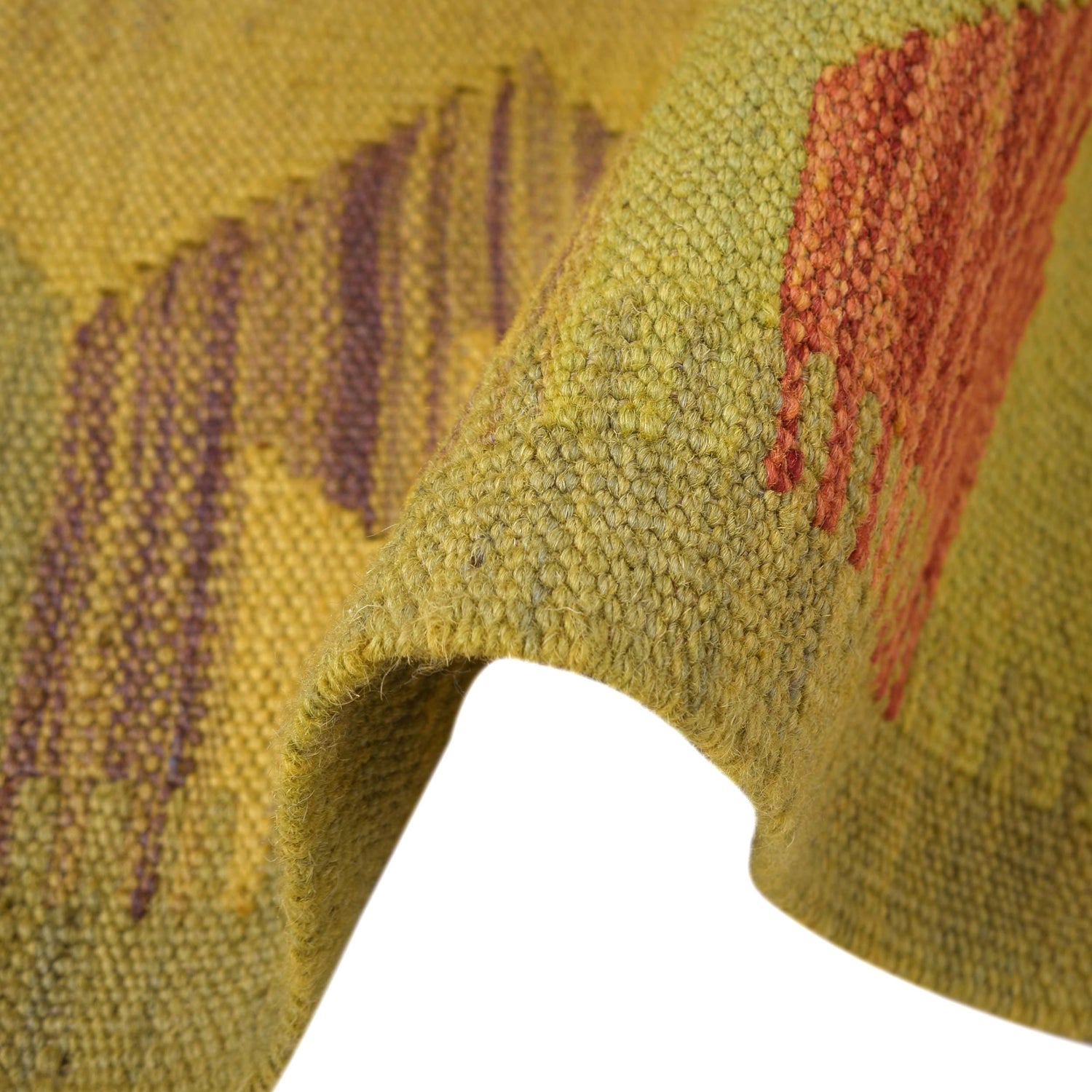 Overdyed Vegetable Kilim Area Rug Handmade Yellow Geometric